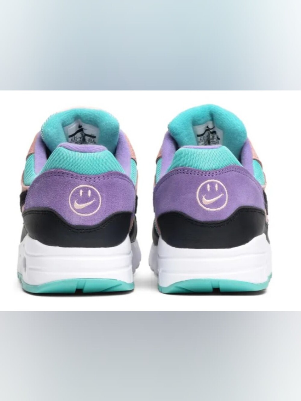Air Max 1 GS 'Have A Nike Day' Teal Pink Black Low-Top Sneakers Size 6YLike New - Picture 2 of 11